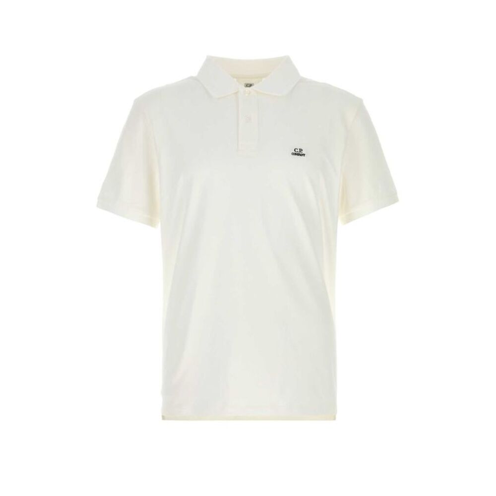 C.P. Company Men White Stretch Piquet Polo Shirt